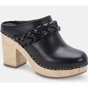 New Dolce Vita Hila Braided Heel Saddle Leather Black Mule Clog~Size 8.5
